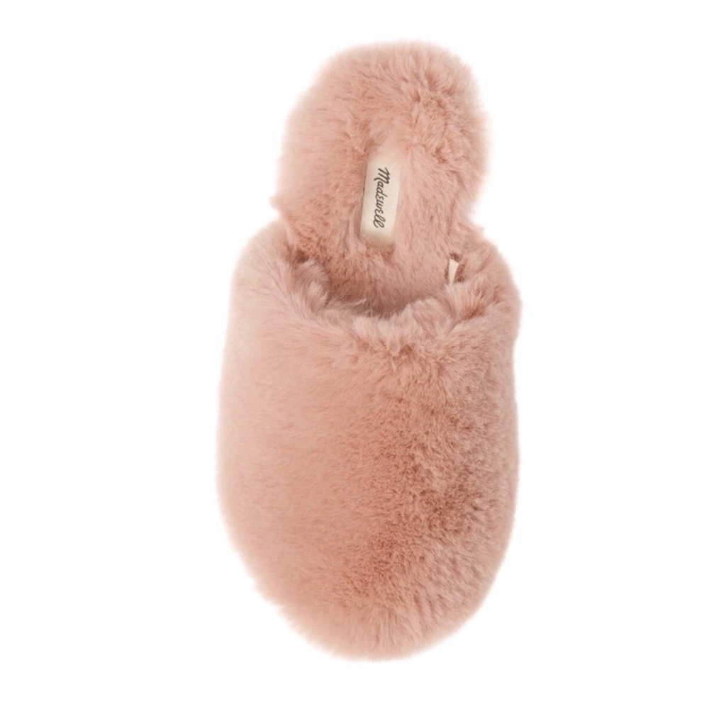 Madewell Pink Fuzzy Slippers Madewell Wallis Faux Fur Slipper Forgotten Petal 6